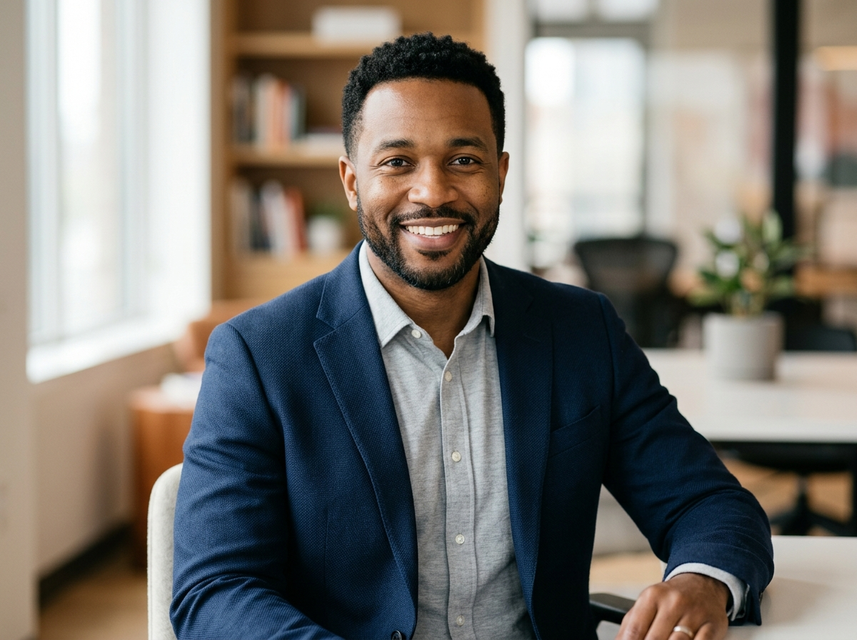 Marcus T. client photo headshot smiling man in his 30s